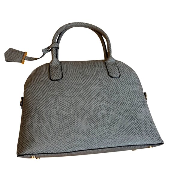 A New Day Faux Leather Satchel Bag Gray Snake Print Handbag Purse Gold Hardware - Picture 1 of 10